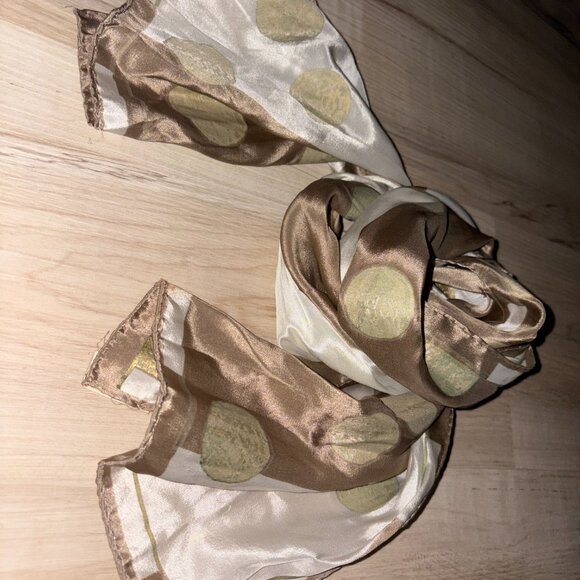 Vintage Anne Klein Silk Scarf with Gold Accents - Picture 3 of 9